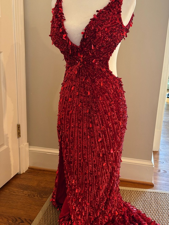 Sherri Hill Dresses & Skirts - Sherri Hill Red Beaded V-Neck Prom Gown